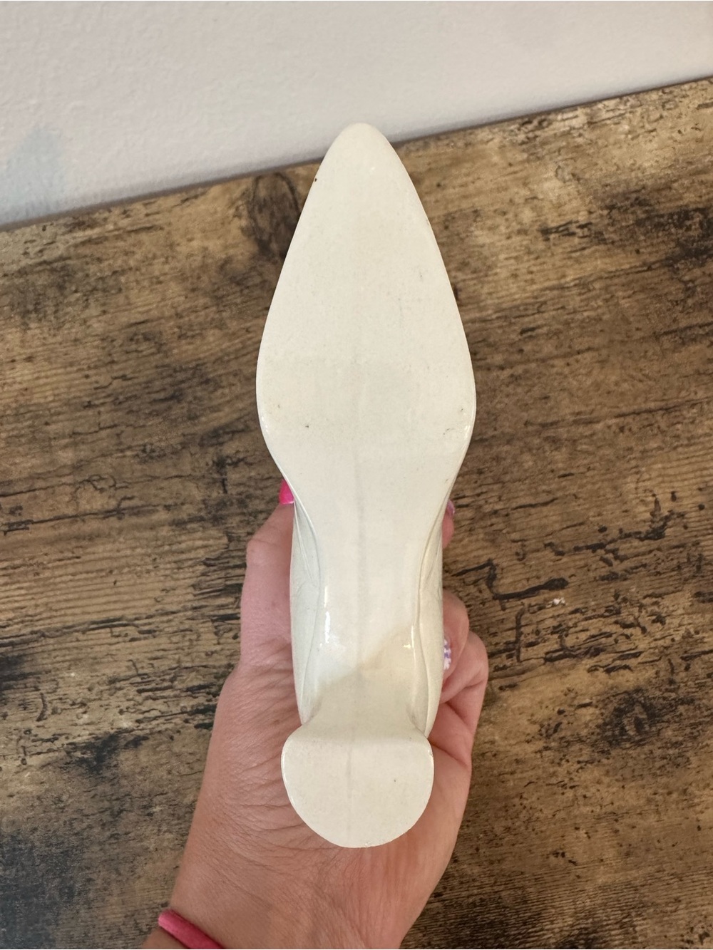 Vintage Victorian Boot Vase Planter | White Ceramic Floral Shoe Vase - Picture 5 of 5